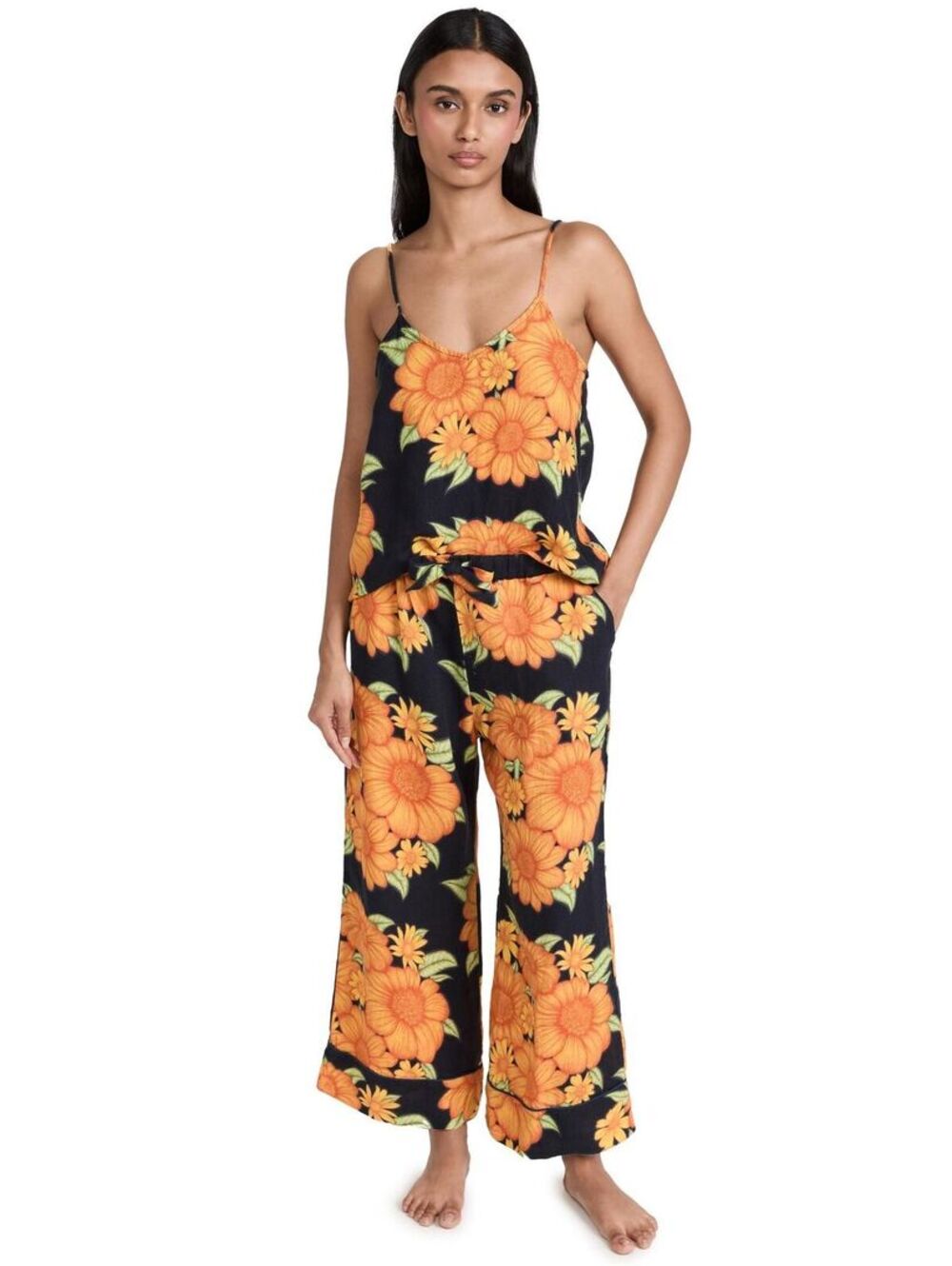 Desmond & Dempsey Tithonia Linen Cami & Wide Leg PJ Set